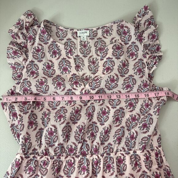 J. Crew Factory Ruffle Sleeve Midi Dress Pink Floral Women's Size 6 Style BY539 - Picture 16 of 16